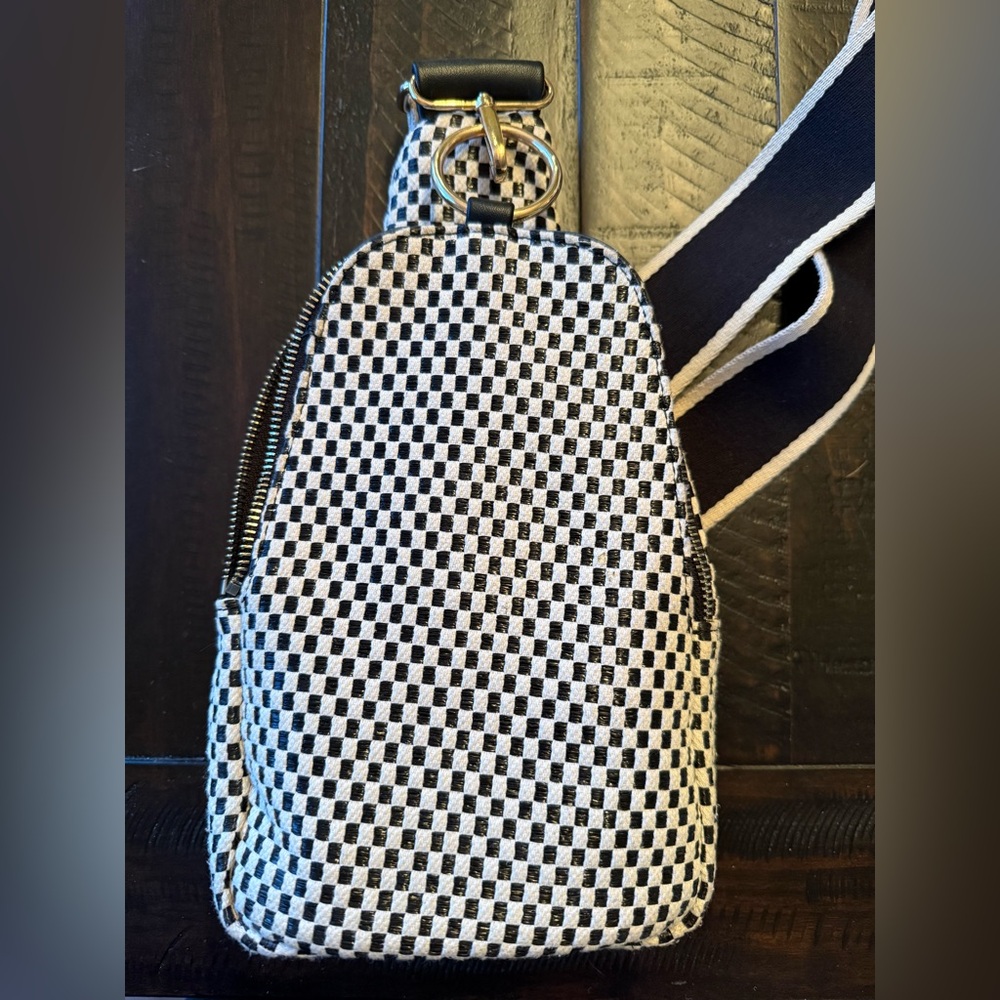 Stylish Black and White Checkered sling Bag